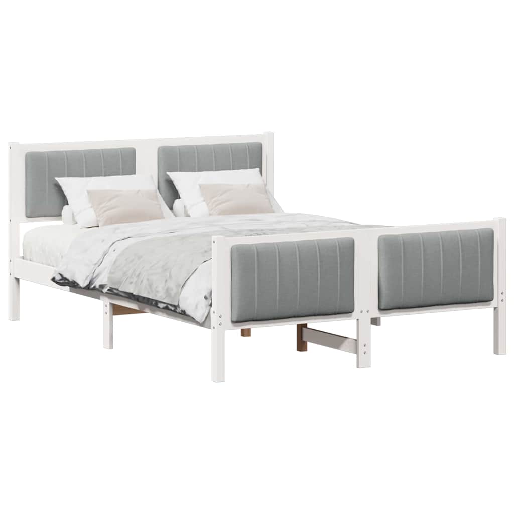 Bed frame White and light grey 135 x 190 cm Solid pine wood